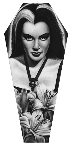 Black Market Art Company Lily Munster & Stretched Canvas Coffin Print - Black Market Art Company - Flyclothing LLC