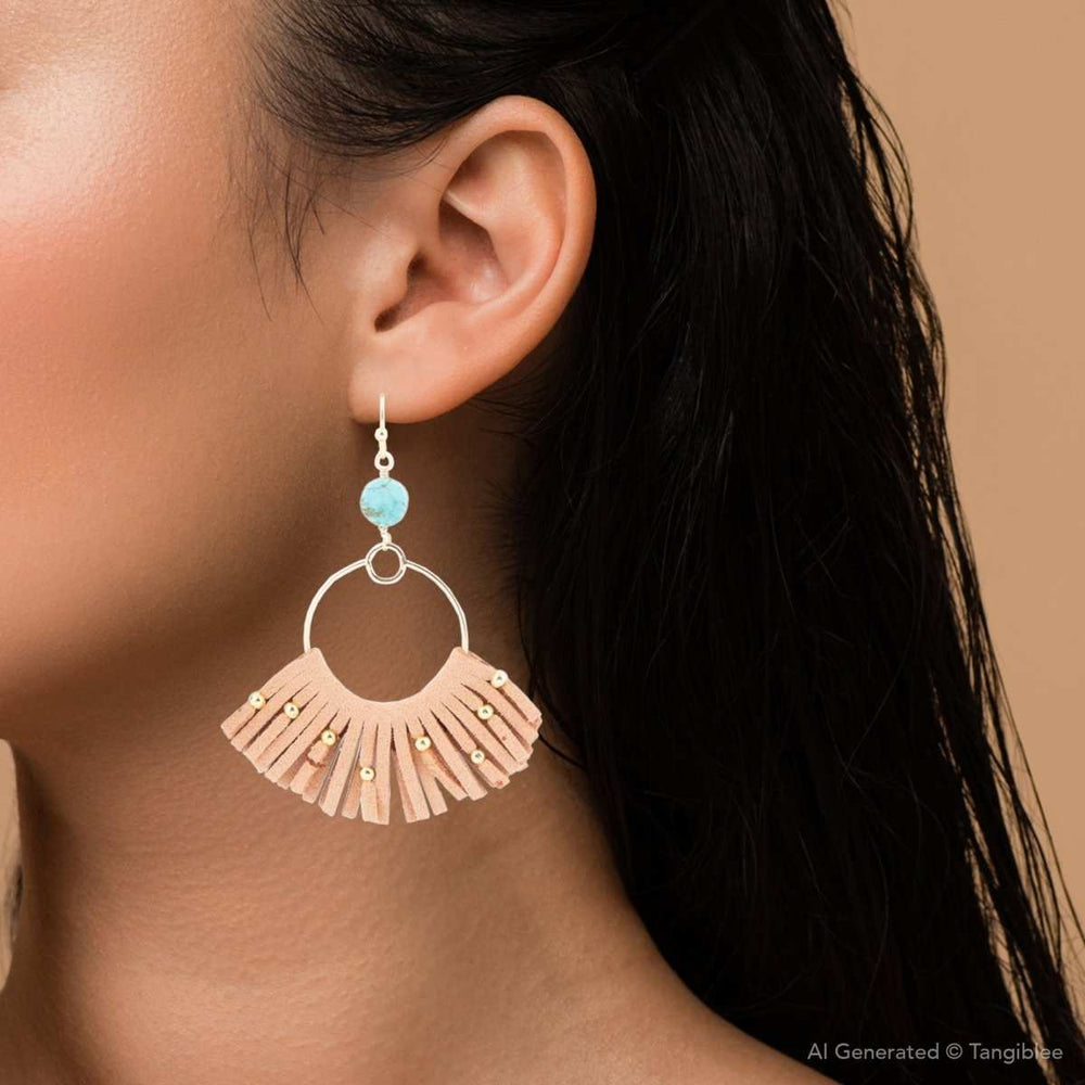 Pueblo Blue Magnesite Golden Fringe Earrings - Barse Jewelry - Flyclothing LLC