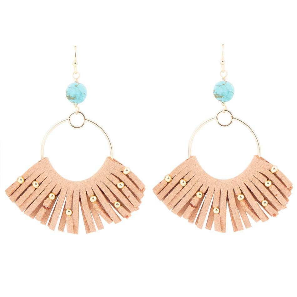 Pueblo Blue Magnesite Golden Fringe Earrings - Barse Jewelry - Flyclothing LLC