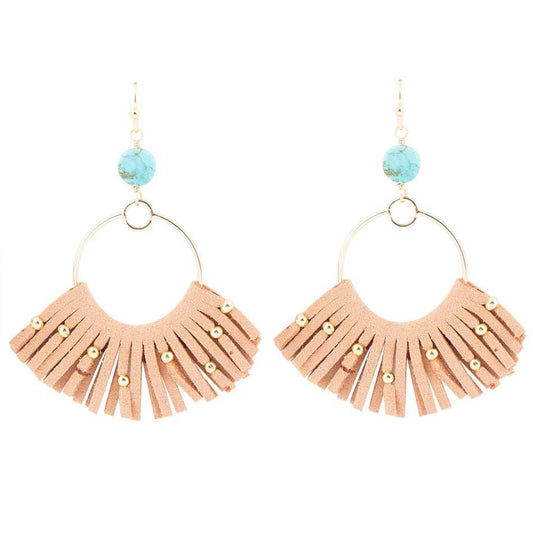 Pueblo Blue Magnesite Golden Fringe Earrings - Barse Jewelry - Flyclothing LLC