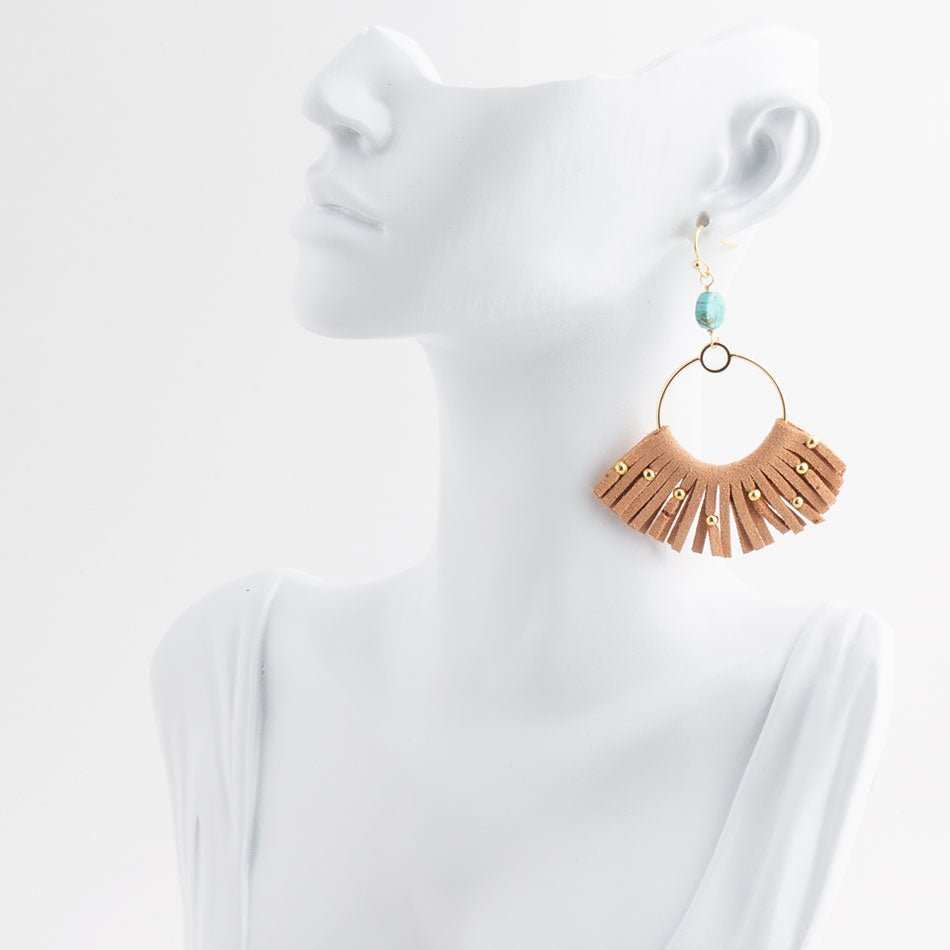 Pueblo Blue Magnesite Golden Fringe Earrings - Barse Jewelry - Flyclothing LLC
