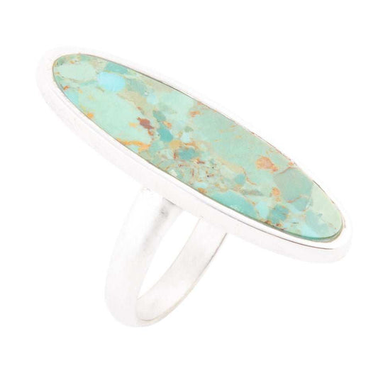 Pueblo Blue Turquoise and Sterling Silver Oval Ring - Barse Jewelry - Flyclothing LLC