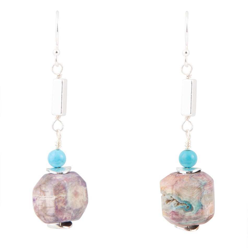 Purple Agate Chucky Sterling Silver Drop Earrings - Barse Jewelry - Flyclothing LLC