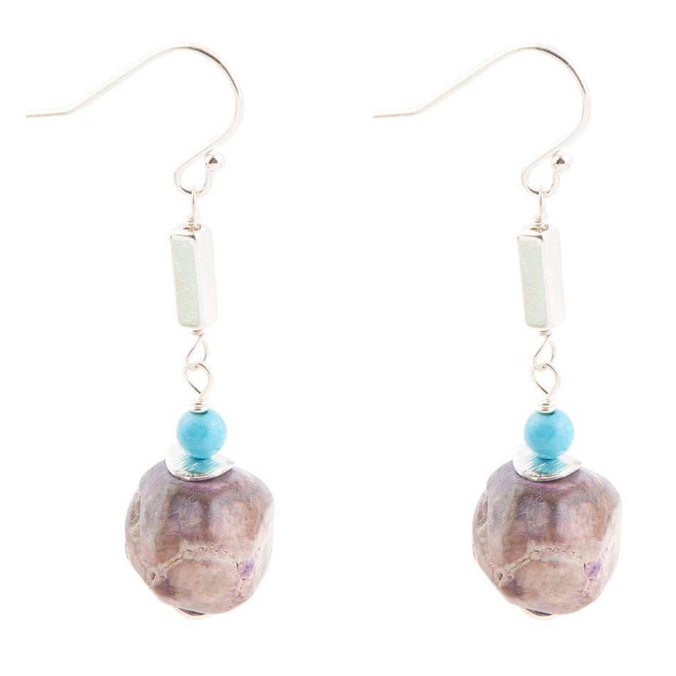 Purple Agate Chucky Sterling Silver Drop Earrings - Barse Jewelry - Flyclothing LLC
