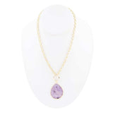 Purple Amethyst Teardrop Golden Chain Necklace - Barse Jewelry - Flyclothing LLC