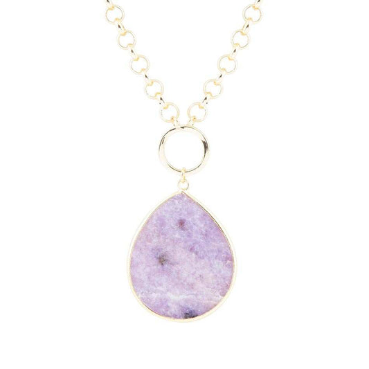 Purple Amethyst Teardrop Golden Chain Necklace - Barse Jewelry - Flyclothing LLC