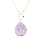 Purple Amethyst Teardrop Golden Chain Necklace - Barse Jewelry - Flyclothing LLC