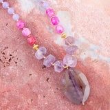 Purple Periwinkle Amethyst and Agate Pendant Necklace - Barse Jewelry - Flyclothing LLC