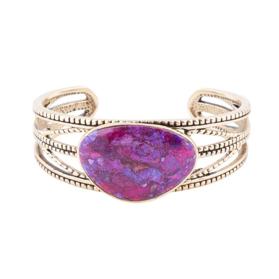Purple Turquoise Golden Roped Cuff Bracelet - Barse Jewelry - Flyclothing LLC