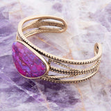 Purple Turquoise Golden Roped Cuff Bracelet - Barse Jewelry - Flyclothing LLC