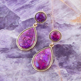 Purple Turquoise and Golden Bronze Teardrop Earrings - Barse Jewelry - Flyclothing LLC