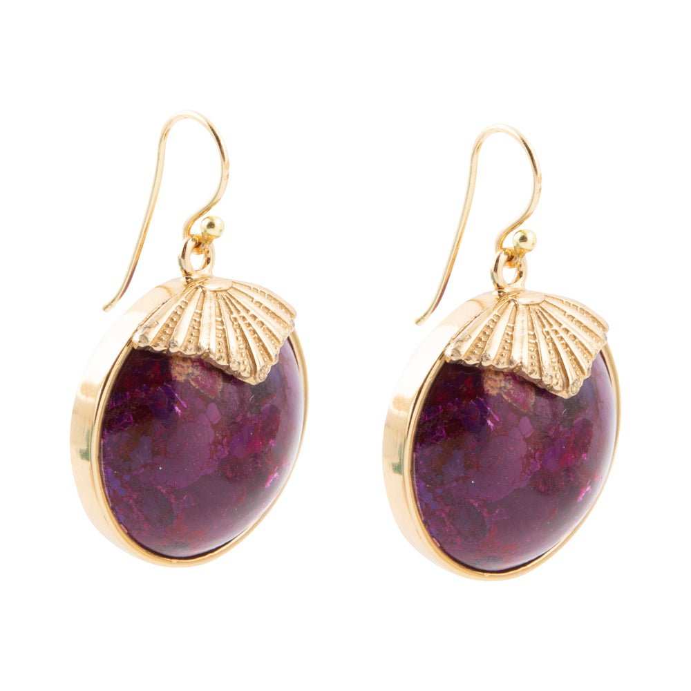 Purple Turquoise Circle Golden Drop Earrings - Barse Jewelry - Flyclothing LLC