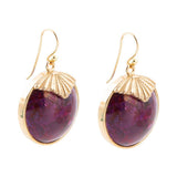Purple Turquoise Circle Golden Drop Earrings - Barse Jewelry - Flyclothing LLC