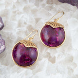 Purple Turquoise Circle Golden Drop Earrings - Barse Jewelry - Flyclothing LLC