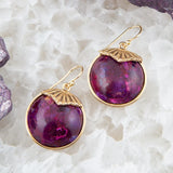 Purple Turquoise Circle Golden Drop Earrings - Barse Jewelry - Flyclothing LLC