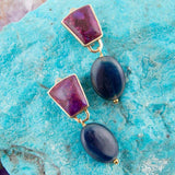 Purple Turquoise Indigo Golden Clip Earrings - Barse Jewelry - Flyclothing LLC
