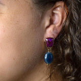 Purple Turquoise Indigo Golden Clip Earrings - Barse Jewelry - Flyclothing LLC