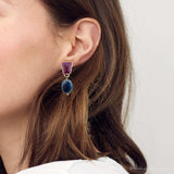 Purple Turquoise Indigo Golden Clip Earrings - Barse Jewelry - Flyclothing LLC