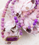 Purple Turquoise Linked Golden Necklace - Barse Jewelry - Flyclothing LLC