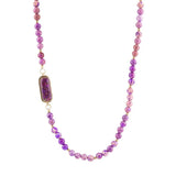 Purple Turquoise Linked Golden Necklace - Barse Jewelry - Flyclothing LLC
