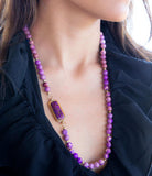 Purple Turquoise Linked Golden Necklace - Barse Jewelry - Flyclothing LLC