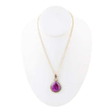 Purple Turquoise Teardrop Golden Pendant Necklace - Barse Jewelry - Flyclothing LLC