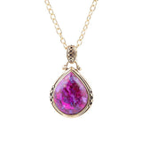 Purple Turquoise Teardrop Golden Pendant Necklace - Barse Jewelry - Flyclothing LLC