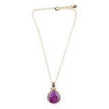 Purple Turquoise Teardrop Golden Pendant Necklace - Barse Jewelry - Flyclothing LLC