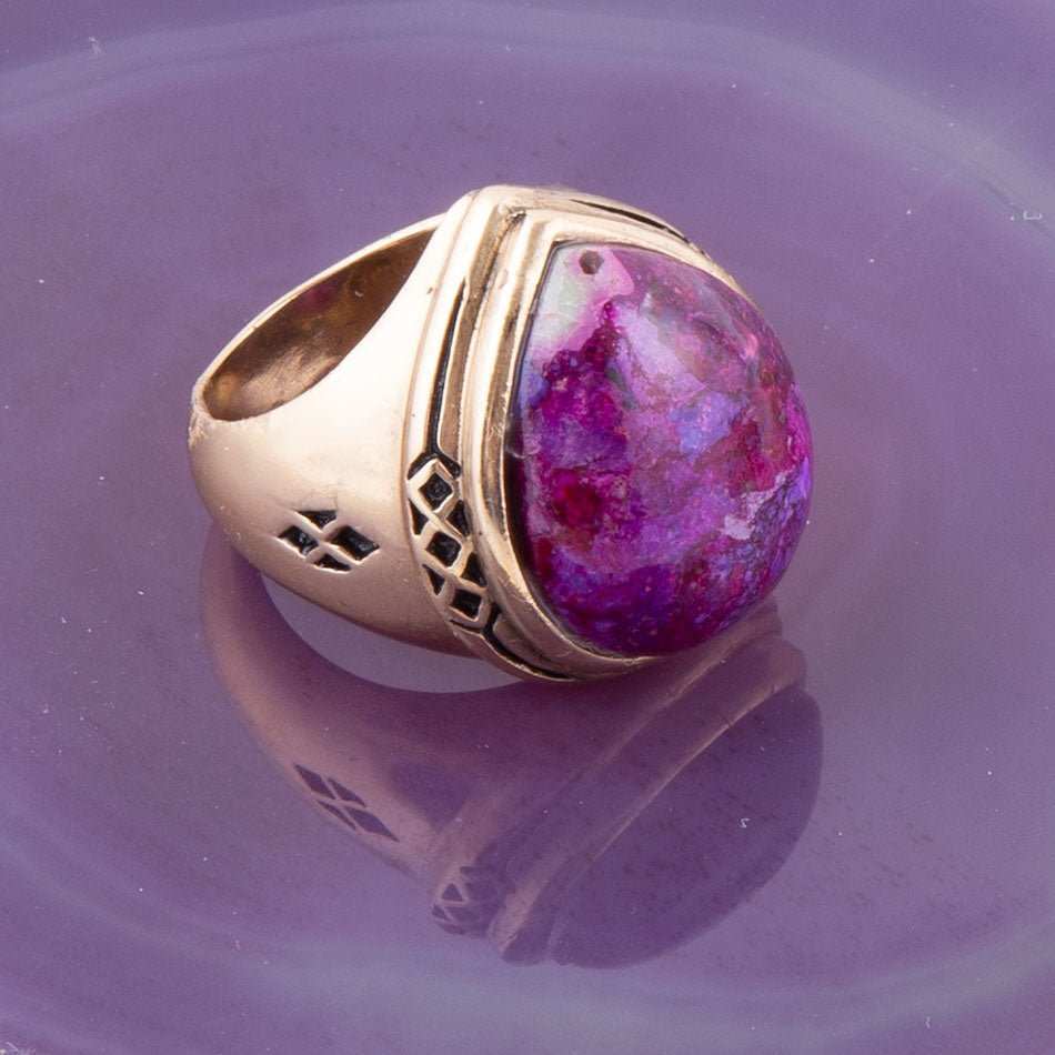 Purple Turquoise Golden Teardrop Ring - Barse Jewelry - Flyclothing LLC