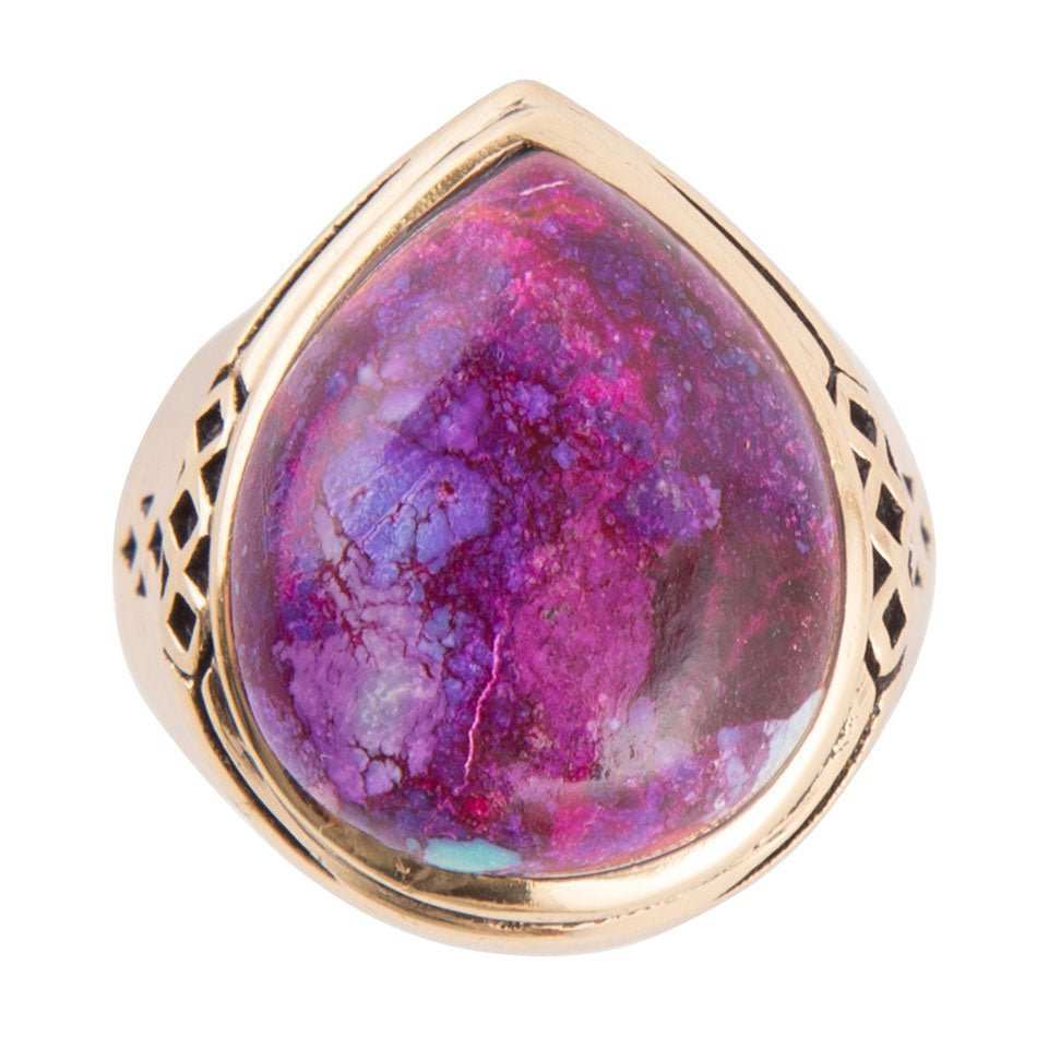 Purple Turquoise Golden Teardrop Ring - Barse Jewelry - Flyclothing LLC