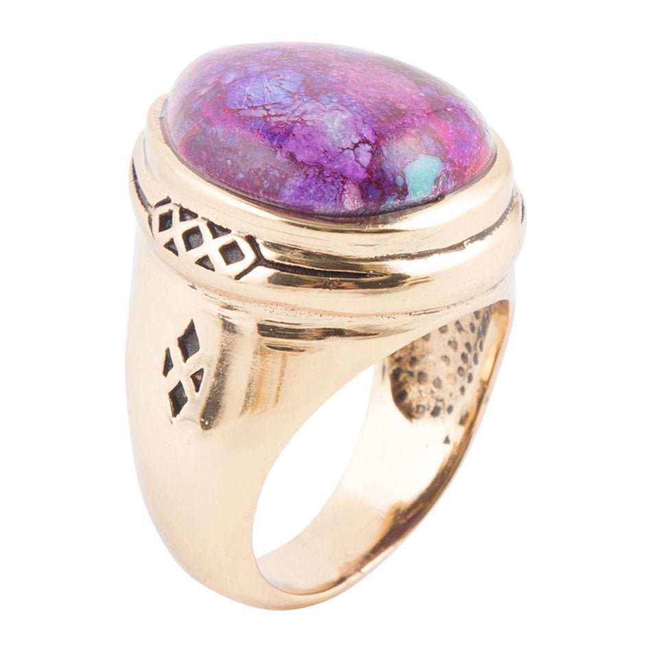 Purple Turquoise Golden Teardrop Ring - Barse Jewelry - Flyclothing LLC