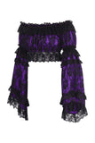 Daisy Corsets Purple/Black Lace Smocked Flare Sleeve Peasant Top - Daisy Corsets - Flyclothing LLC