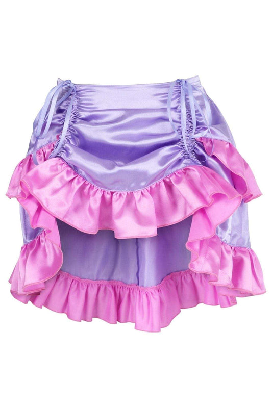 Daisy Corsets Purple/Pink Satin Ruched Bustle Skirt - Daisy Corsets - Flyclothing LLC
