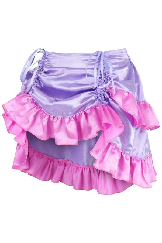 Daisy Corsets Purple/Pink Satin Ruched Bustle Skirt - Daisy Corsets - Flyclothing LLC