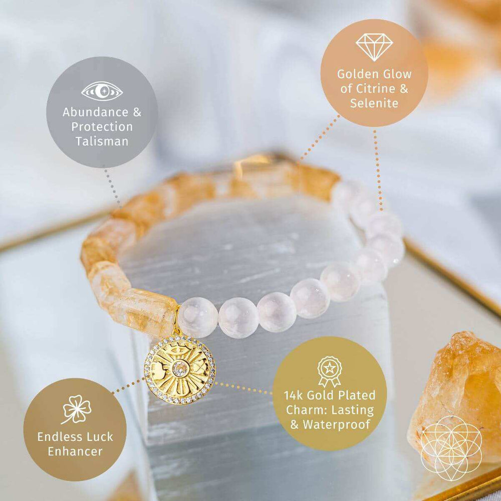 Quartet of Luck - Citrine & Selenite Bracelet of Serendipity - Conscious Items - Flyclothing LLC