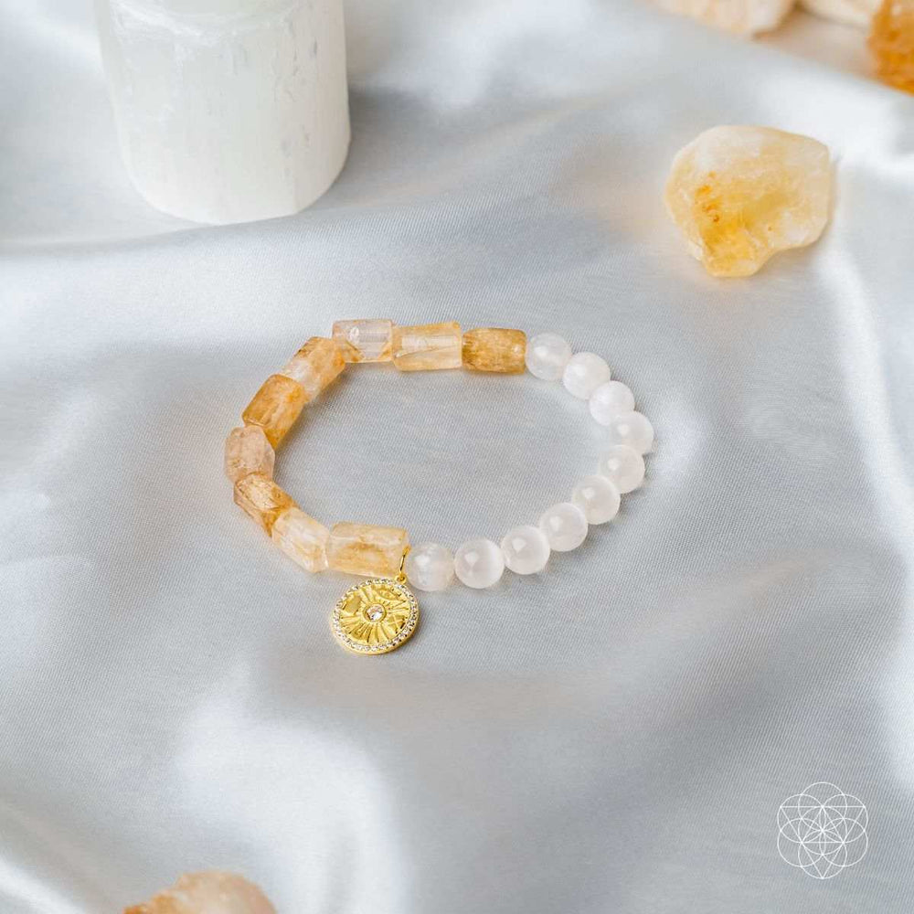 Quartet of Luck - Citrine & Selenite Bracelet of Serendipity - Conscious Items - Flyclothing LLC