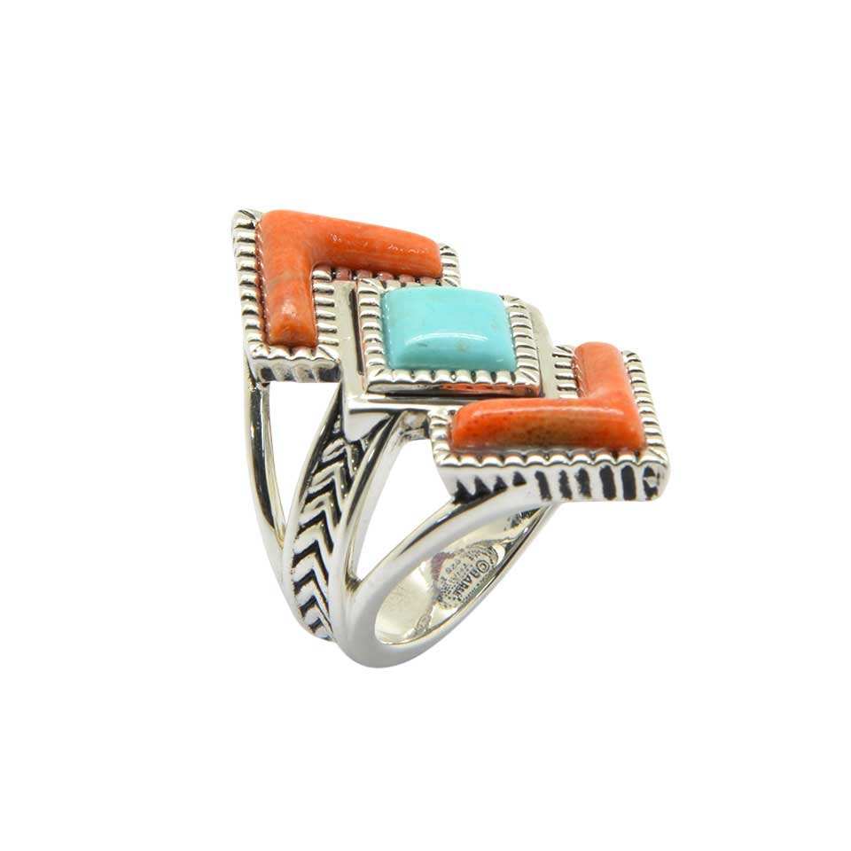 Rattler Geometric Stone Ring-Sterling Silver - Barse Jewelry - Flyclothing LLC