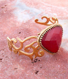 Red Bordeaux Quartz Golden Statement Cuff Bracelet - Barse Jewelry - Flyclothing LLC