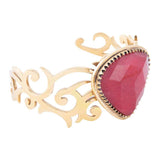 Red Bordeaux Quartz Golden Statement Cuff Bracelet - Barse Jewelry - Flyclothing LLC