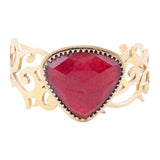 Red Bordeaux Quartz Golden Statement Cuff Bracelet - Barse Jewelry - Flyclothing LLC