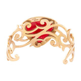 Red Bordeaux Quartz Golden Statement Cuff Bracelet - Barse Jewelry - Flyclothing LLC