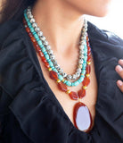 Red Carnelian Colorful Golden Pendant Necklace - Barse Jewelry - Flyclothing LLC