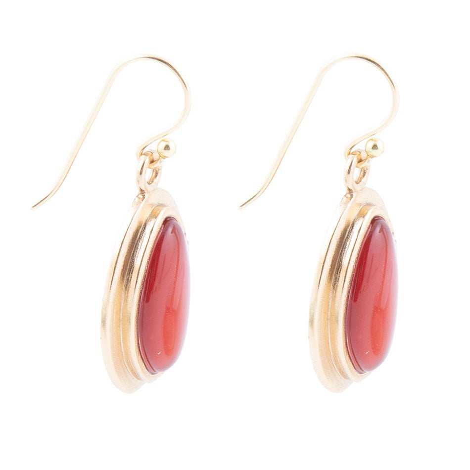 Orange Carnelian Golden Drop Earrings - Barse Jewelry - Flyclothing LLC