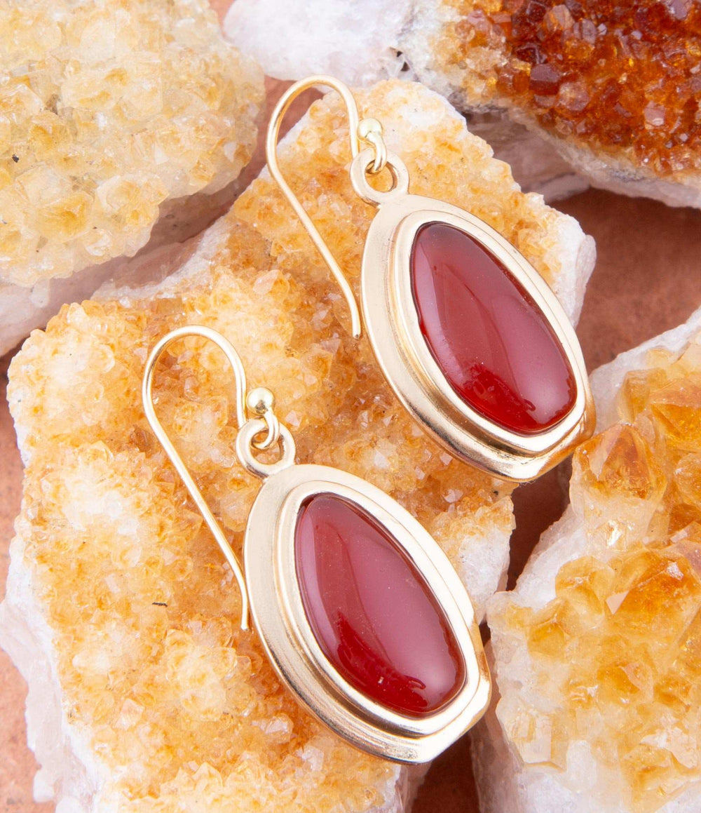 Orange Carnelian Golden Drop Earrings - Barse Jewelry - Flyclothing LLC