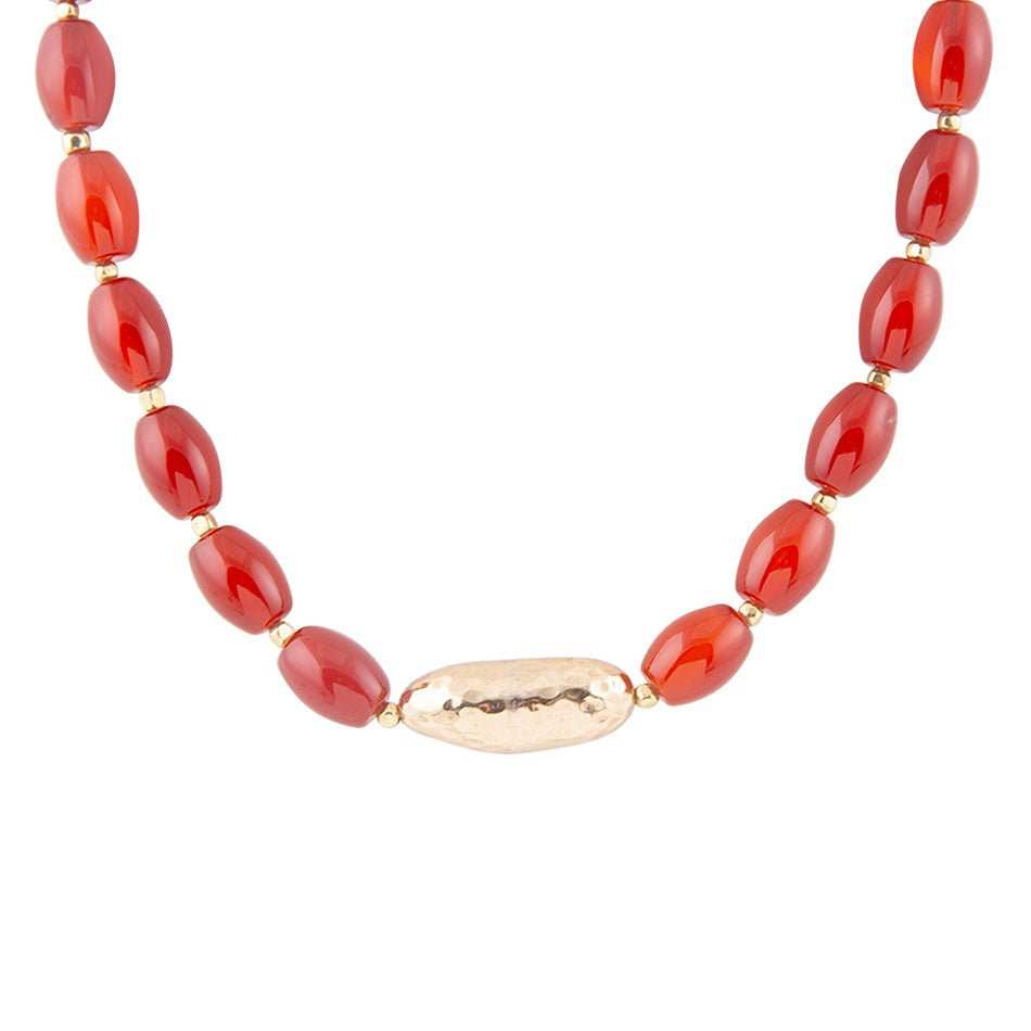 Orange Carnelian Golden Beaded Statement Necklace - Barse Jewelry - Flyclothing LLC