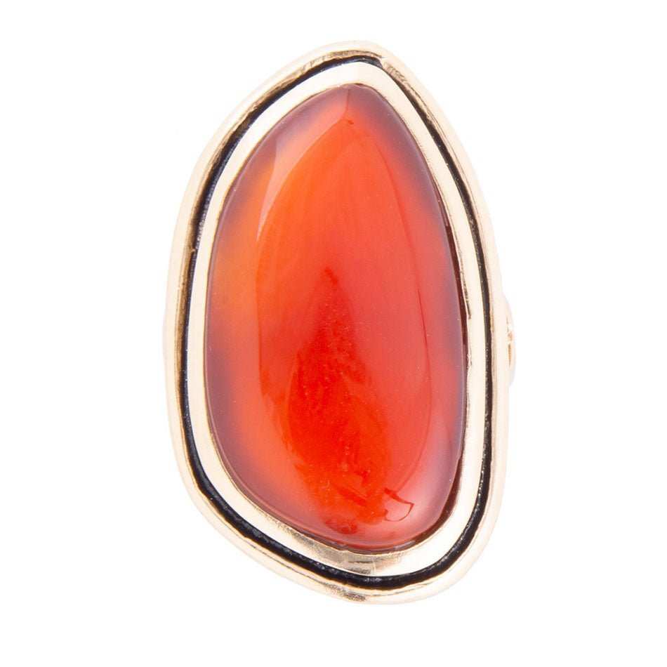 Orange Carnelian Golden Statement Ring - Barse Jewelry - Flyclothing LLC