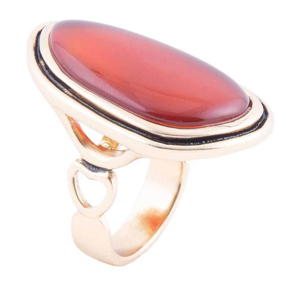 Orange Carnelian Golden Statement Ring - Barse Jewelry - Flyclothing LLC