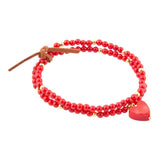 Red Coral Hart Golden Stretch Bracelet Set - Barse Jewelry - Flyclothing LLC