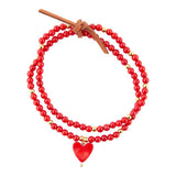 Red Coral Hart Golden Stretch Bracelet Set - Barse Jewelry - Flyclothing LLC