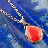 Red Howlite Teardrop Pendant Necklace - Barse Jewelry - Flyclothing LLC
